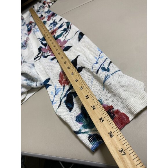 J. Jill Floral Open Front Linen Blend Cardigan Women Size Small Lightweight - Picture 4 of 16